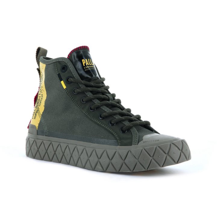 Palladium Palla Ace Supply Mid High Tops Men's Sneakers Olive | UK D026-PES